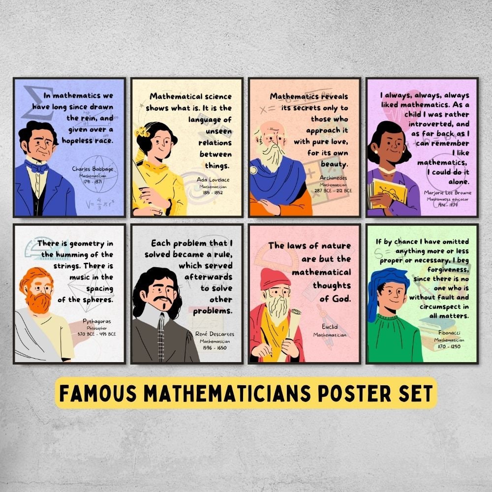 Mathematicians Quotes Posters for Math Classroom decor