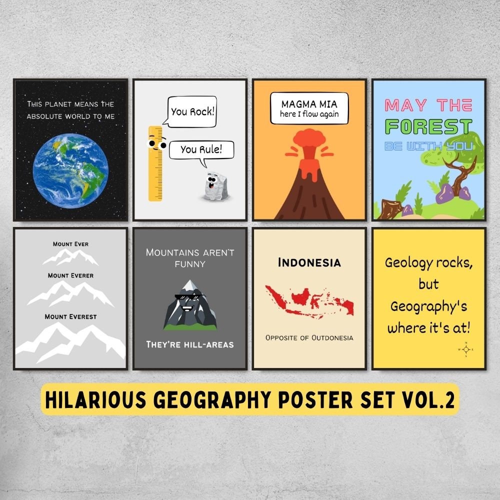 Funny geography classroom decoration posters and teacher gifts