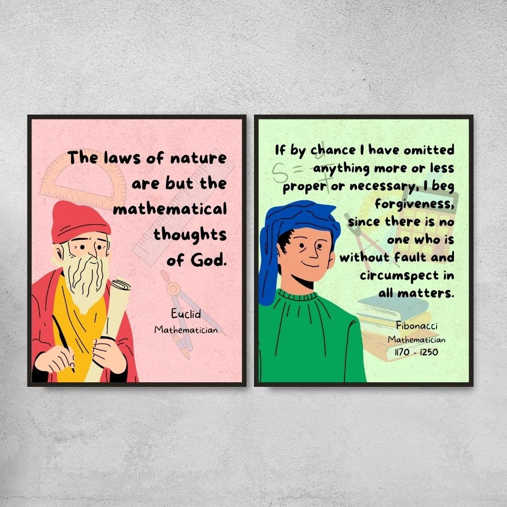 Mathematicians Quotes Posters for Math Classroom decor