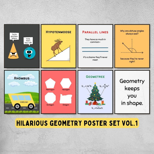 Funny Geometry Posters for Math Classroom Decor