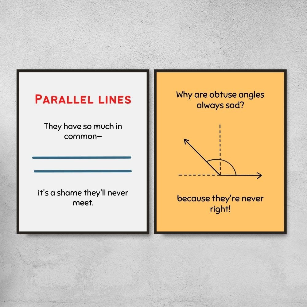 Funny Geometry Posters for Math Classroom Decor