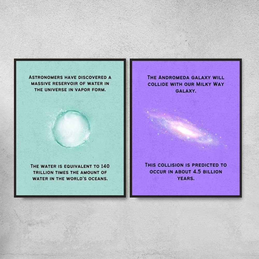 Outer space fun facts posters for science classroom decoration