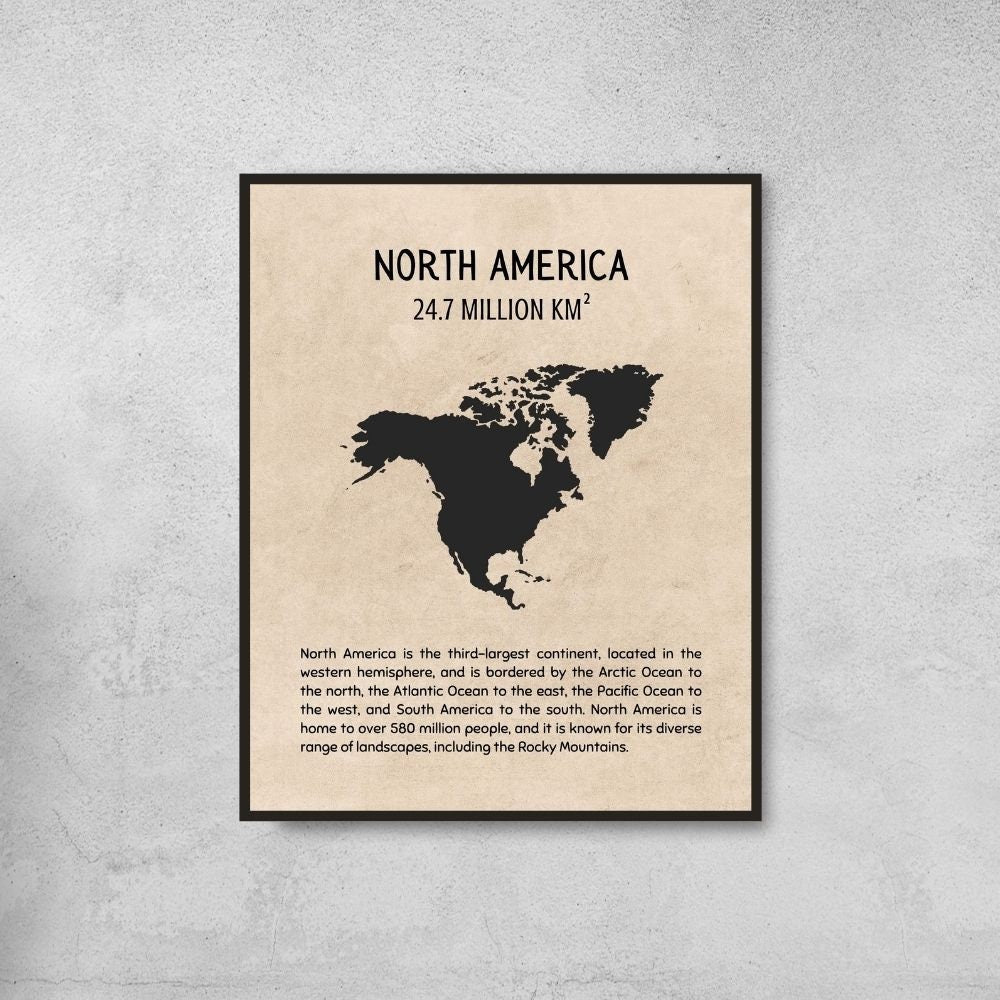 7 continents poster set for geography classroom decoration