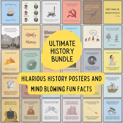 Bundle of fun facts and funny posters for history classroom decoration