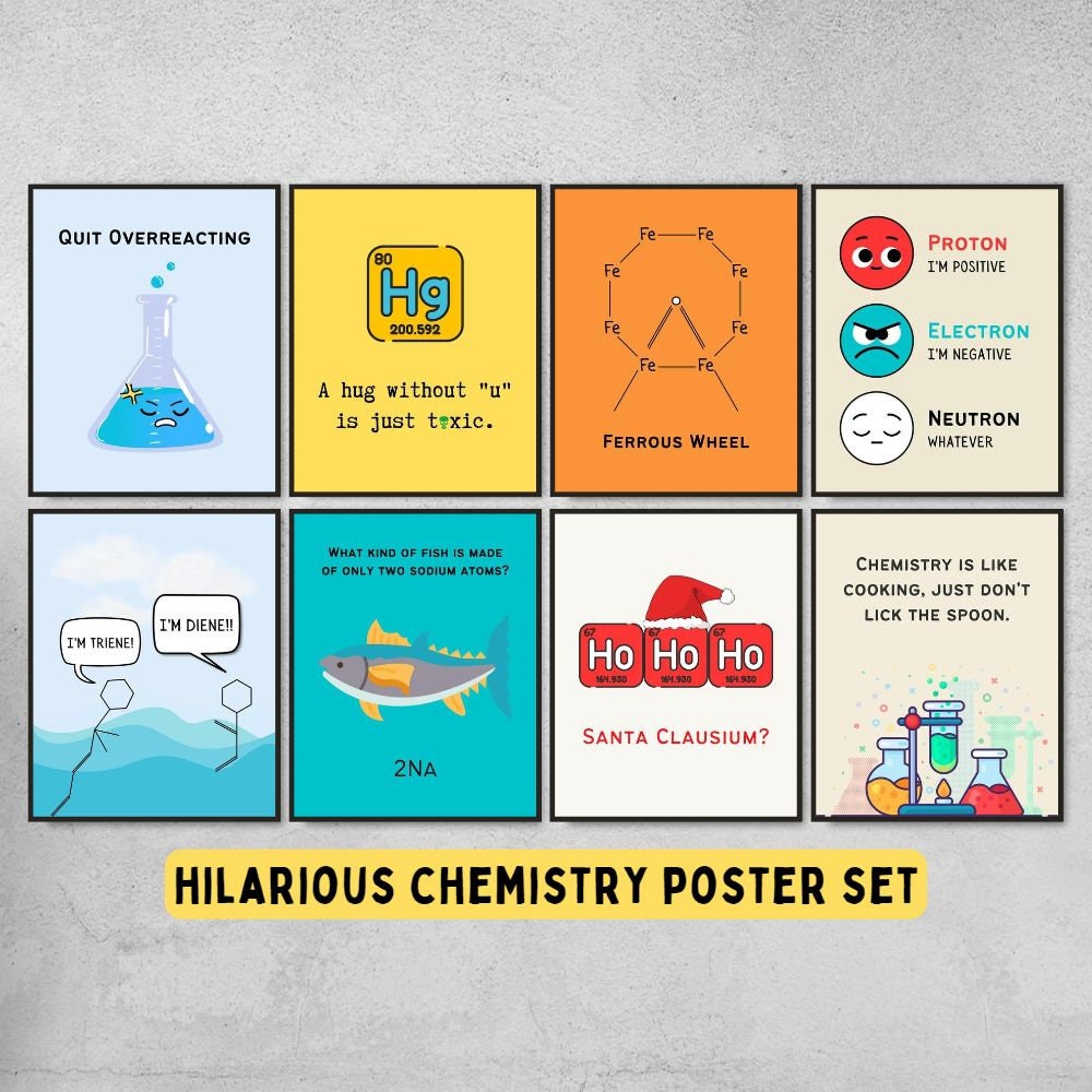 funny chemistry posters for science classroom decoration and teacher gifts
