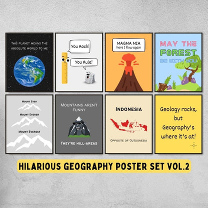 funny geography posters for social studies classroom decoration