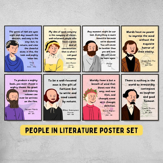 People in literature classroom posters and english teacher gift