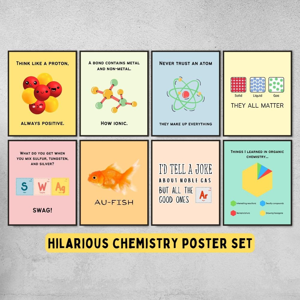 funny chemistry posters for science classroom decoration and teacher gifts