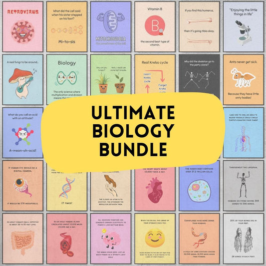 Bundle of fun facts and funny posters for biology classroom decor