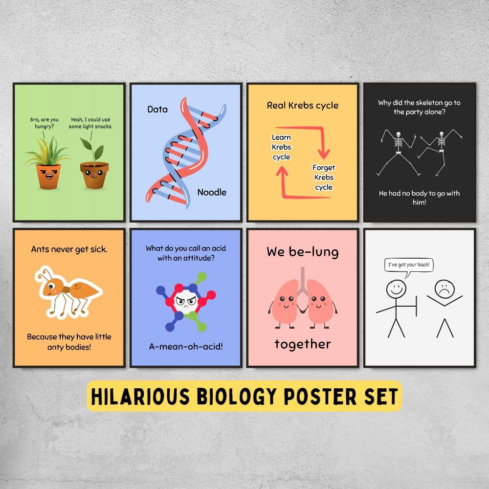 funny biology posters for science classroom decoration and teacher gifts