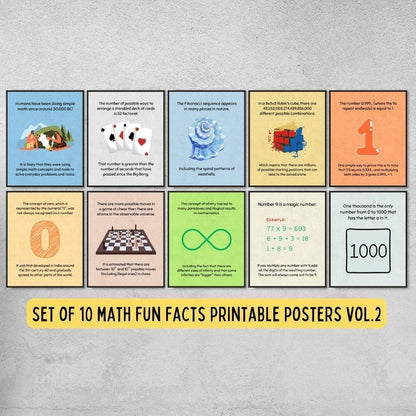 fun facts posters for math classroom decoration