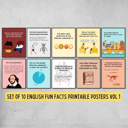 fun facts posters for english classroom decoration