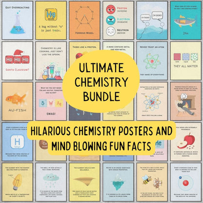 Bundle of fun facts and funny posters for chemistry classroom decoration